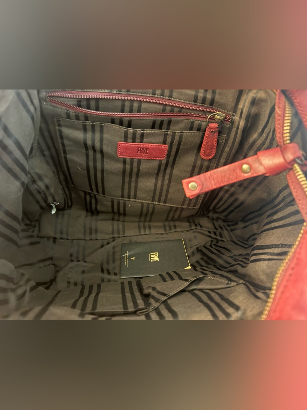 NWT Frye Red Leather Tote Bag - Stylish Everyday Shoulder Bag - Picture 6 of 6
